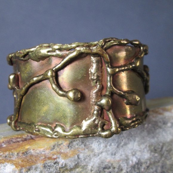 Molten Metal Bronze Bracelet Liquid Lightning Cuff - Picture 1 of 8